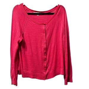 LOFT size L lightweight cotton pink long sleeve button cardigan